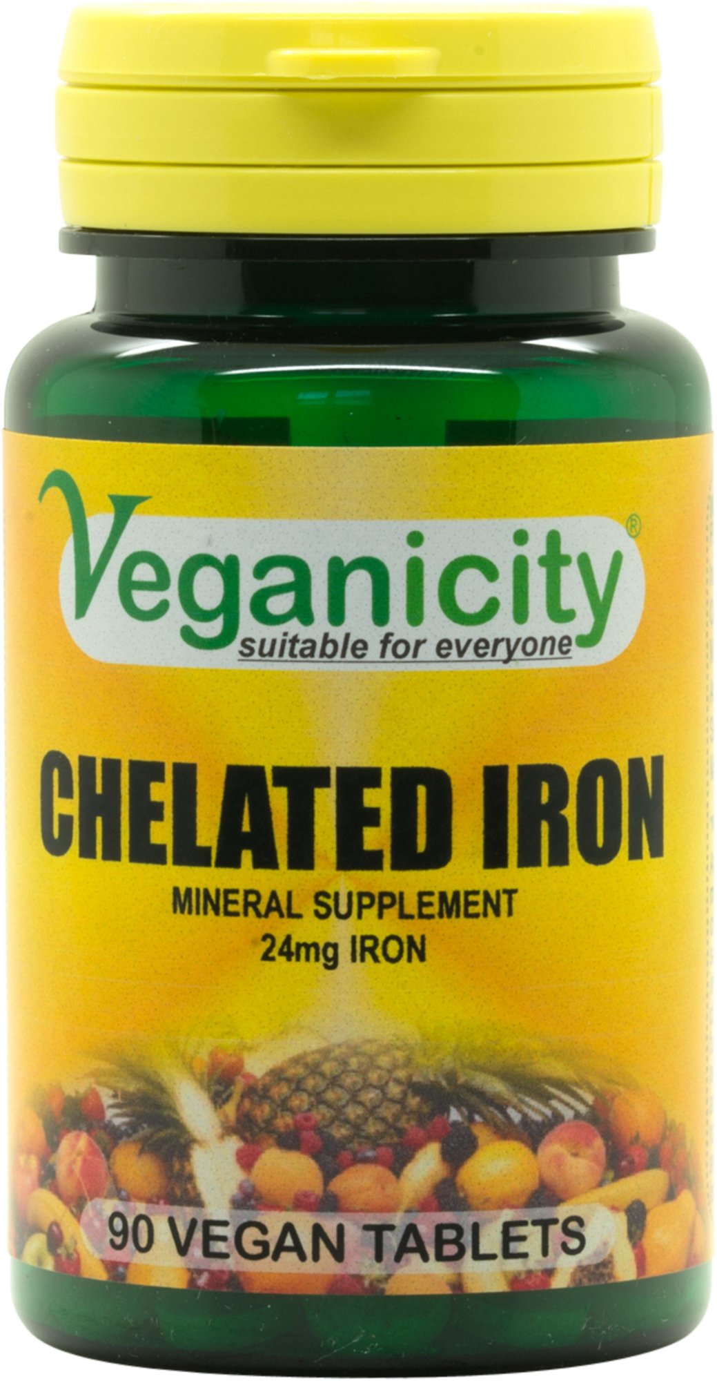 Veganicity Chelated Iron 24mg 90 Tablets - Vegan Iron supplement - Made in the UK