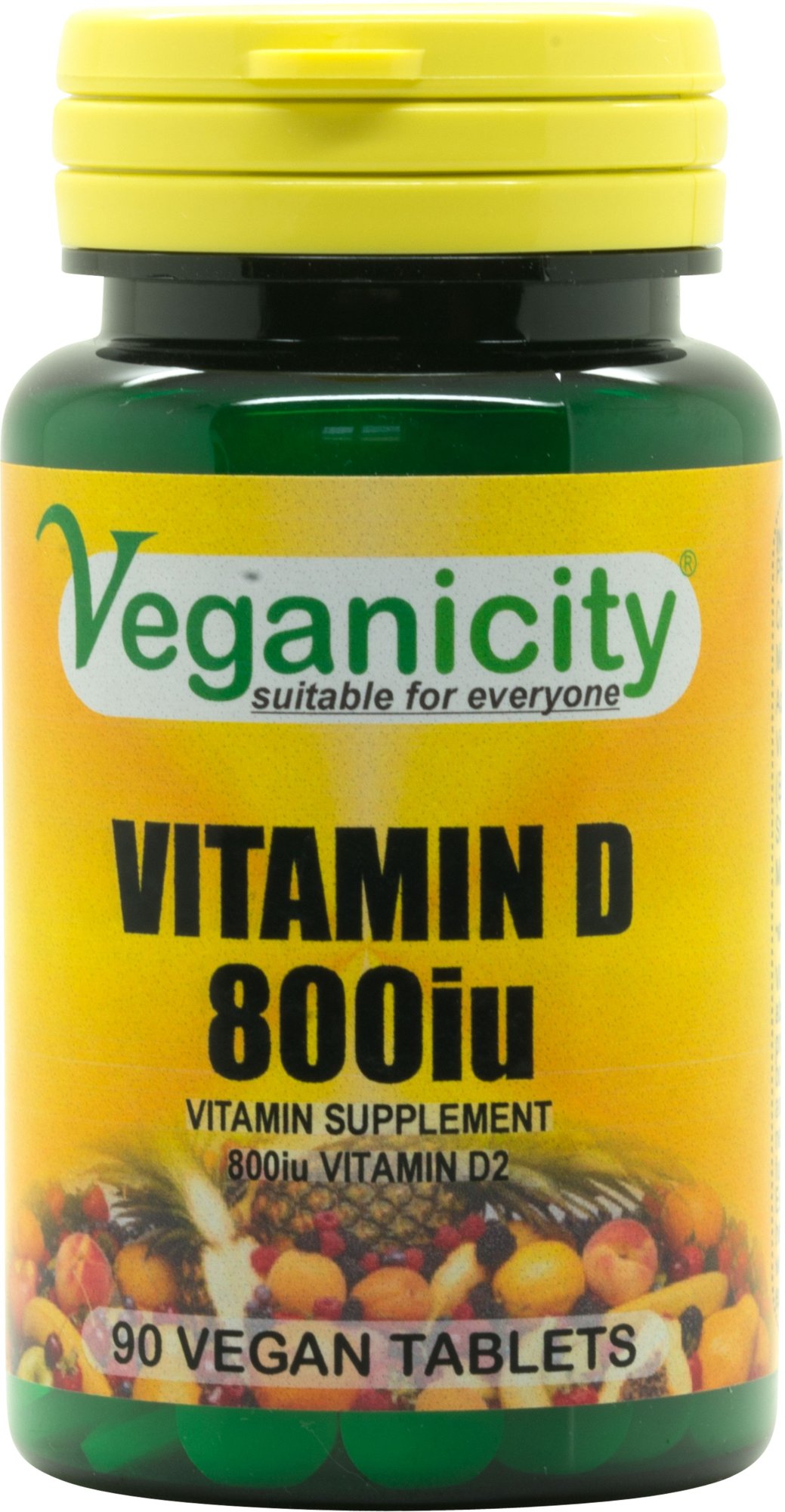 Veganicity Vitamin D2 800iu (20µg) 90 Tablets - Vegan Vitamin D2 Ergocalciferol plant based supplement - Made in the UK