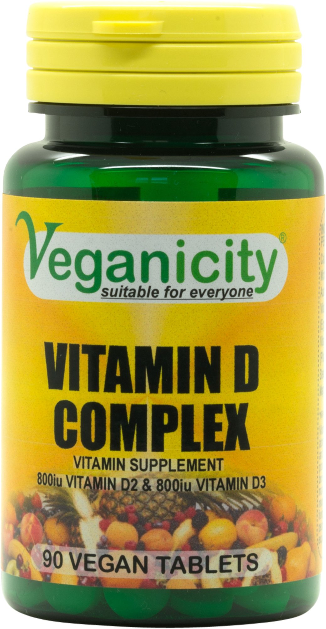 Veganicity Vitamin D 1600 Complex 90 Tablets – High Strength Vegan D2 and D3 from Lichen supplement - Made in the UK